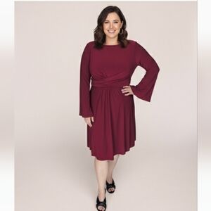 Harper Rose Bell Sleeve Dress Size 14 Color Burgundy (EUC)